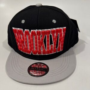 Brooklyn Snapback Cap - Black and Red